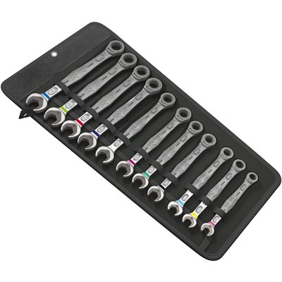 Set of ratcheting combination wrenches 11-piece set