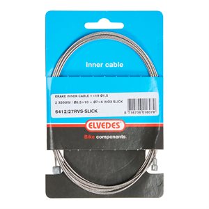 Elvedes Universel Brake Inner Cable 4 000mm 1×19 wires Stainless Ø1,5mm with V-nipple Ø5,5×10 and T-nipple Ø7×6mm